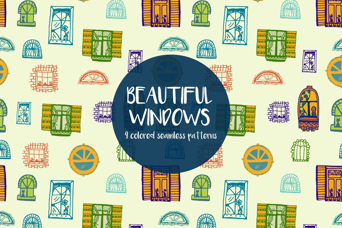 Free Beautiful Windows Vector Seamless Pattern