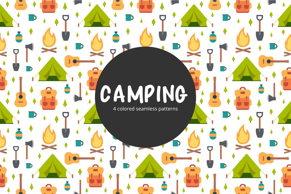 Free Camping Vector Seamless Pattern