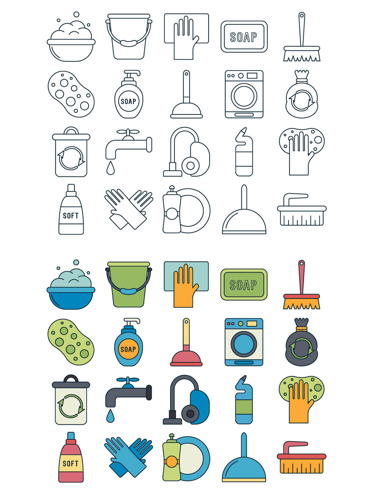 Free Cleaning Vector Icon Set