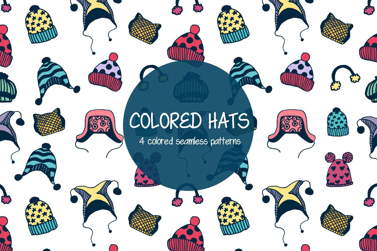 Colored Hats Illustration Vector Pattern