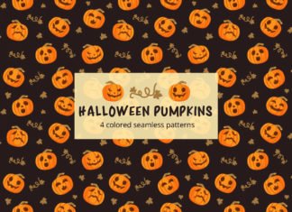 Free Halloween Pumpkins Vector Seamless Pattern