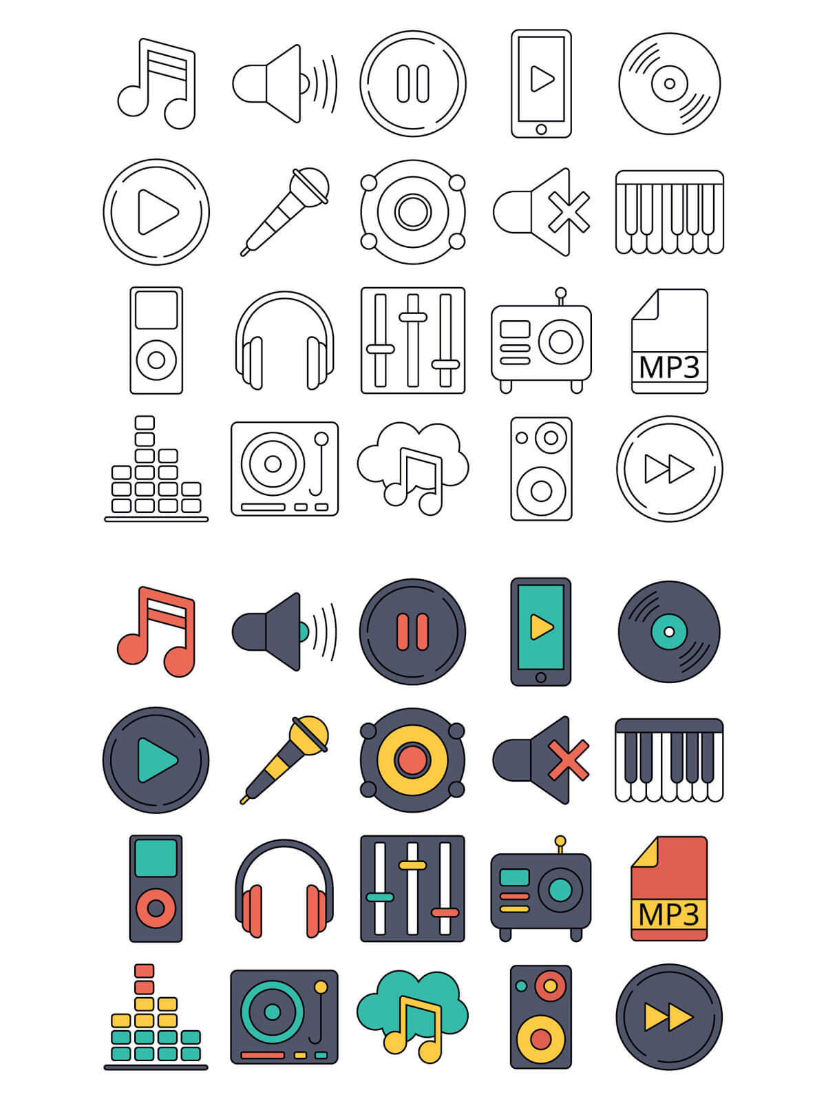 Free Music Vector Icon Set