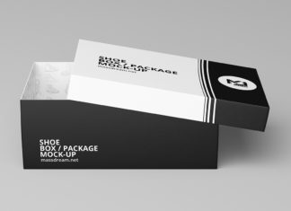 Free Shoe Box Package Mockup