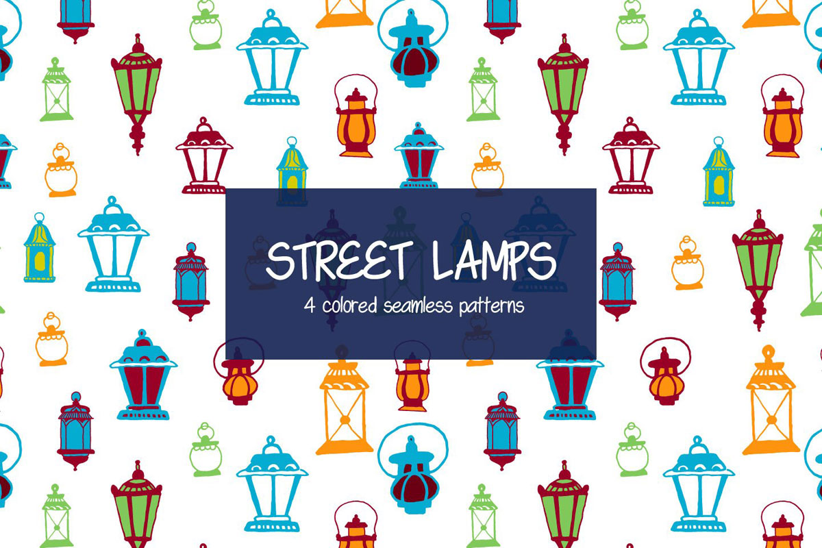 Free Street Lamps Vector Seamless Pattern
