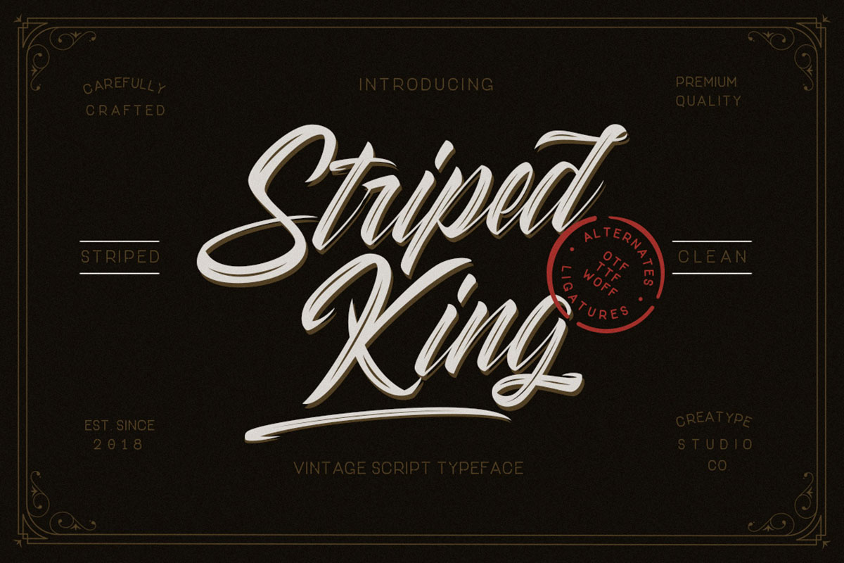 Free Striped King Vintage Script Font