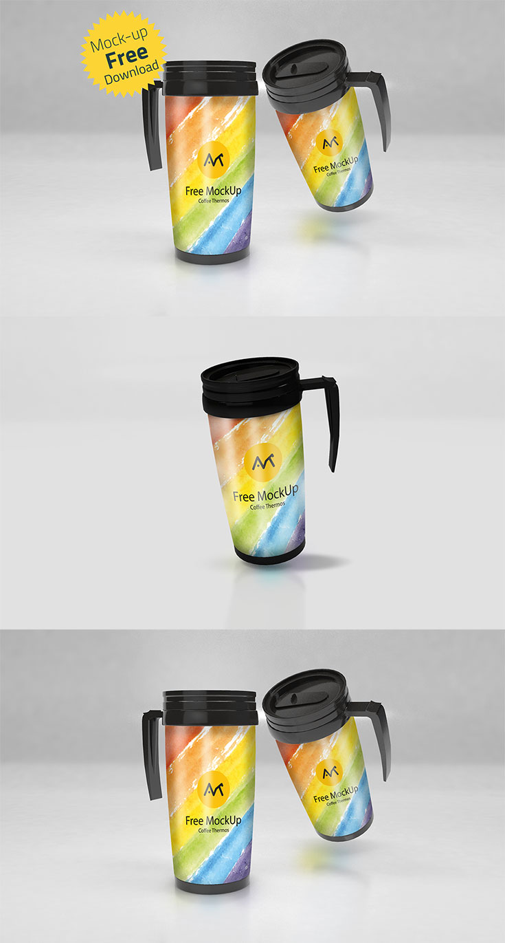 Free Coffee Thermos Mockup is a realistic PSD Coffee Thermos mockup that will allow you to present a logo or typography in a natural way. Just drag and drop your design inside the mockup smart object and change the background if needed. It is perfect for branding and identity projects.