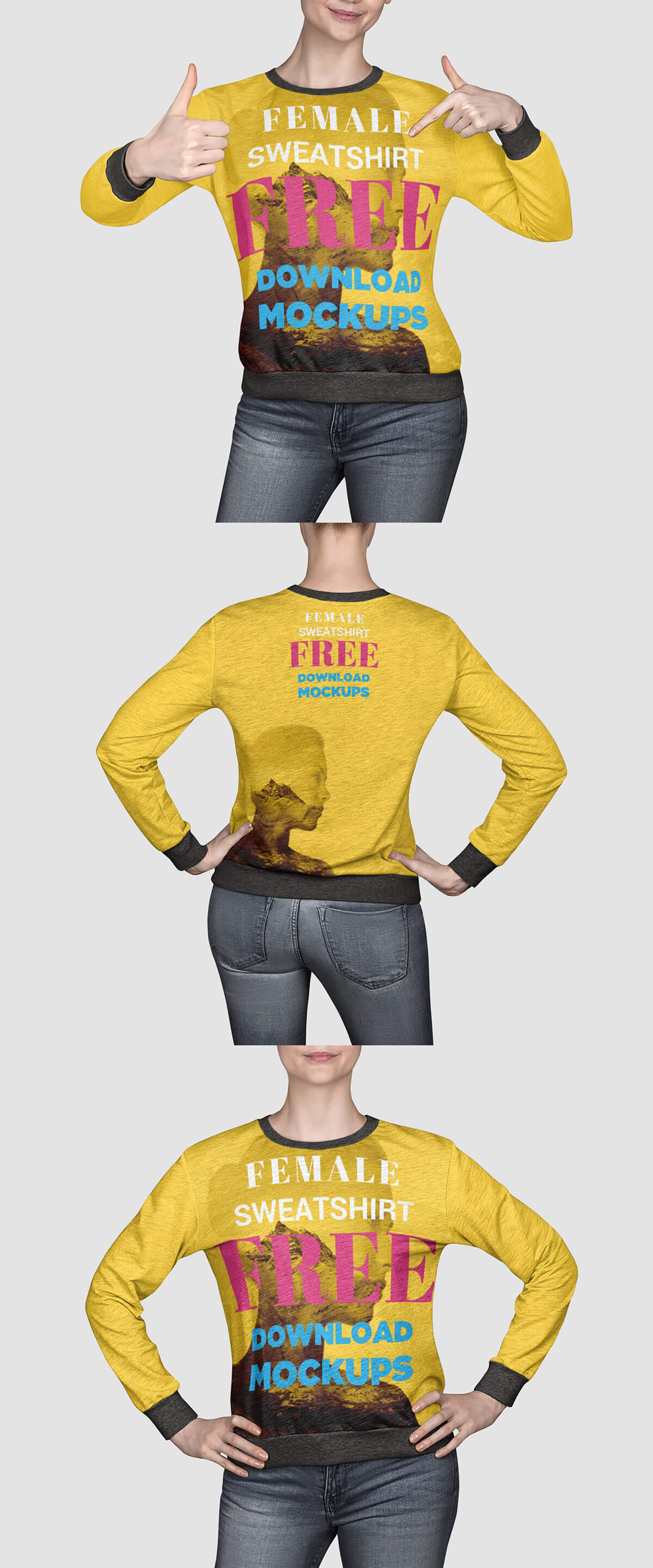 Free Female Sweatshirt Mockups