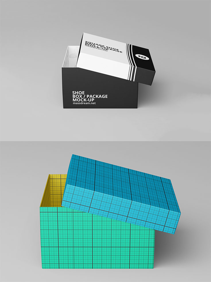 Free Square #Shoe #Box Package #Mockup is a clean minimal mockup. You can present your latest branding, logo and packaging design with this Mock-Up! This mockup comes very handy since it’s available in PSD file with built-in smart layer. Double click on the smart layer, drop your design and save. Then, you will have your latest design presented in a professional way! This mockup also useful to showcase your texture set, pattern and for advertising design.