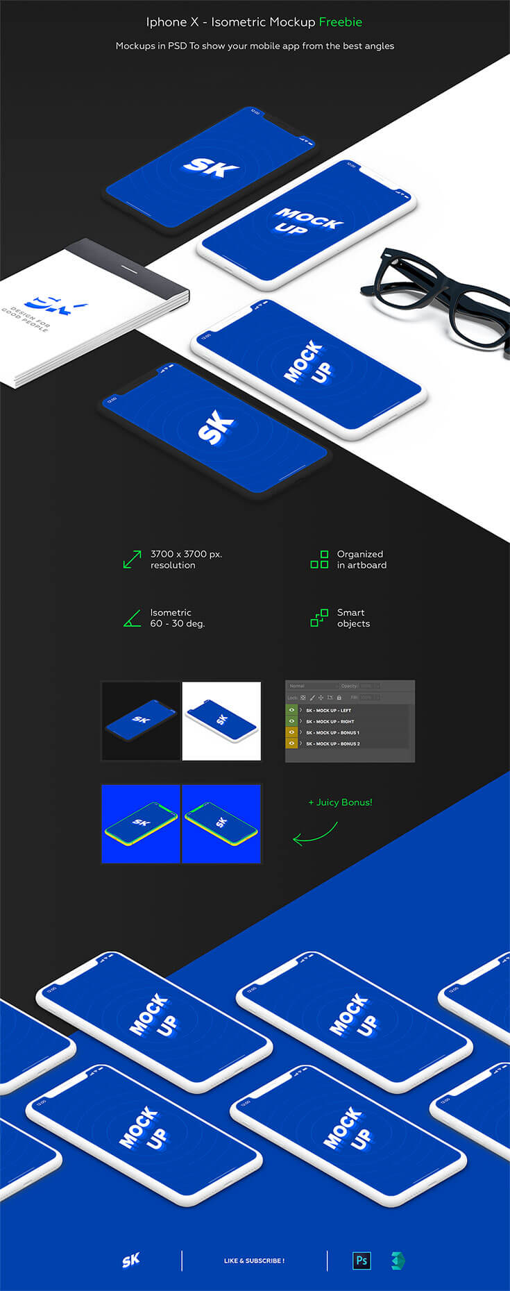 Free #iPhone #X Isometric #Mockup is a useful mockup coming from Evgeny Sk. It comes in PSD format file with built-in smart object. It can be used to display your web and mobile designs in a professional way.