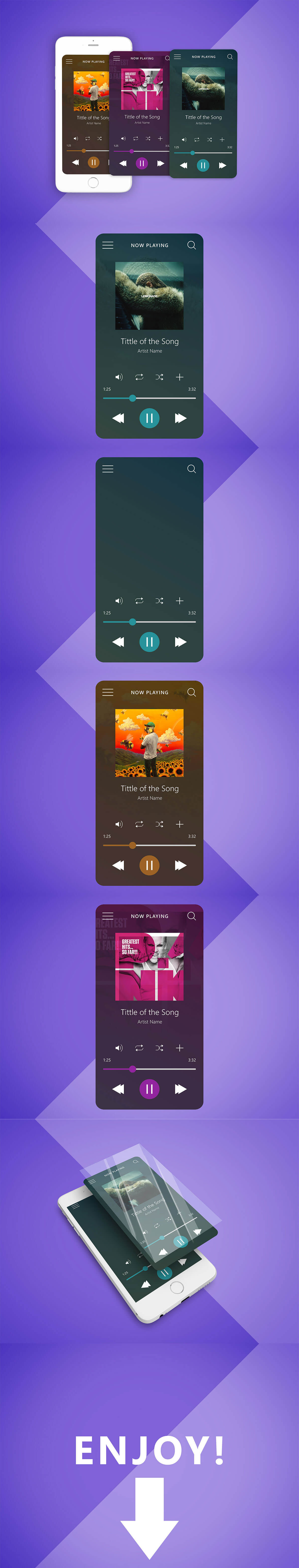 Free Music Player Interface UI Mockup