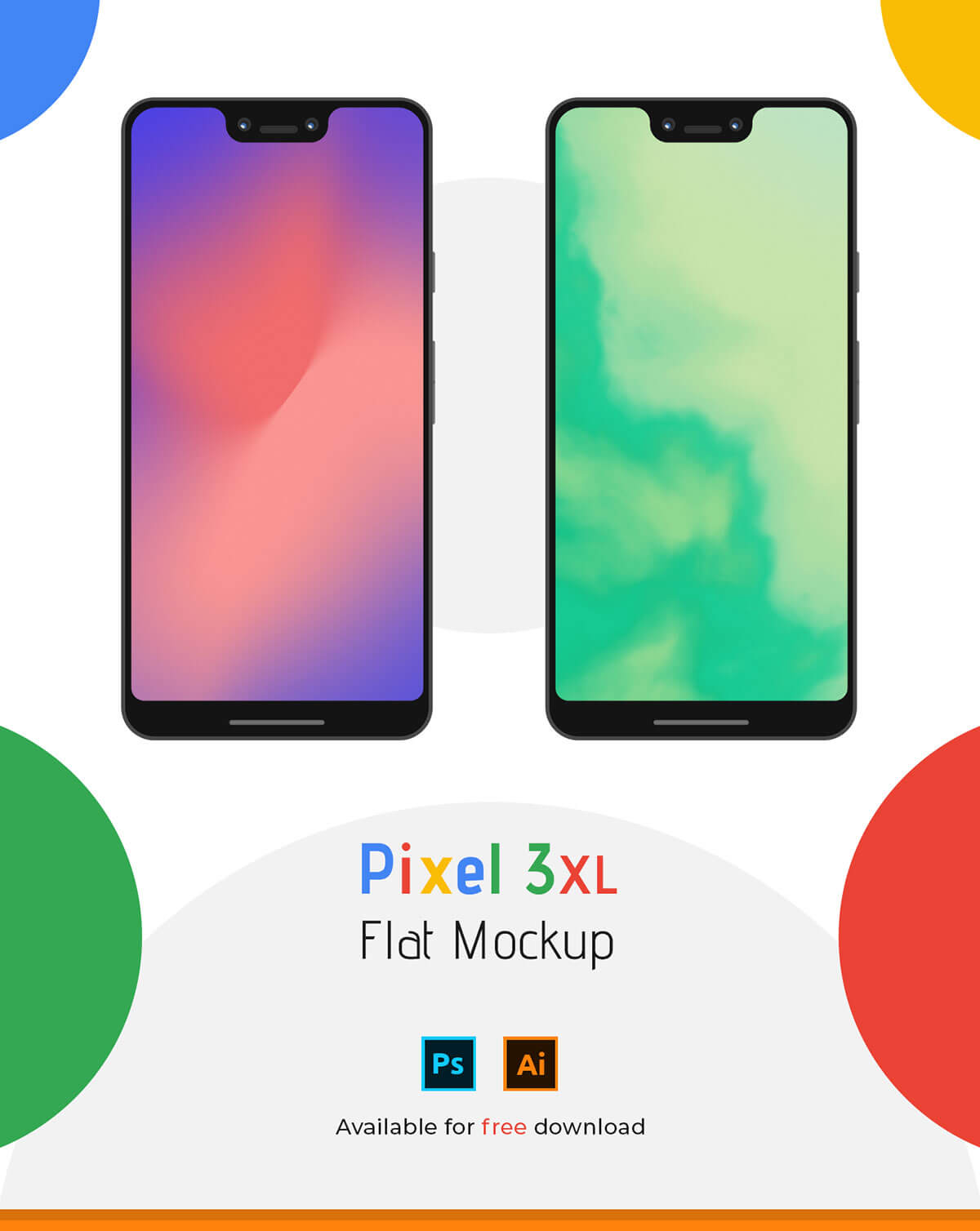 Free Pixel 3 XL Flat Mockup