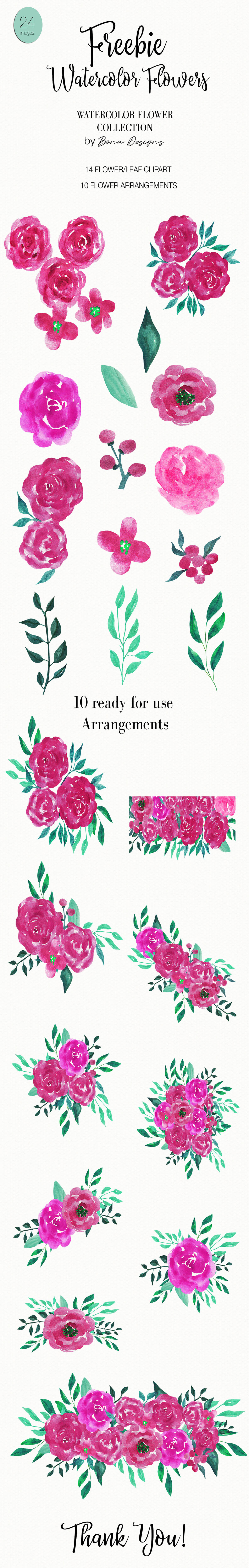 Free Watercolor Flower Clipart Collection