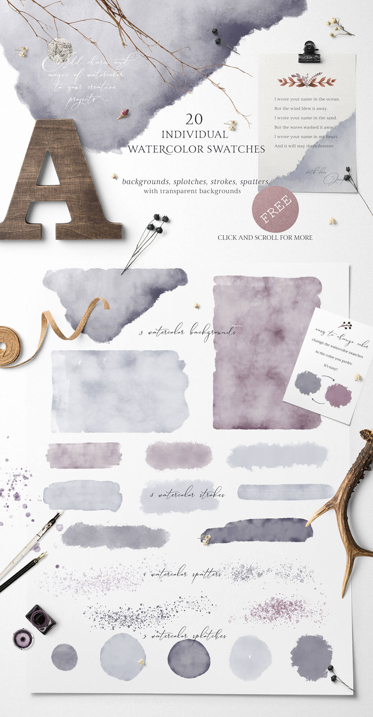 Free Watercolor Swatches Pack