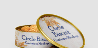 Free Circle Biscuit and Cookies Tin Container Mockups