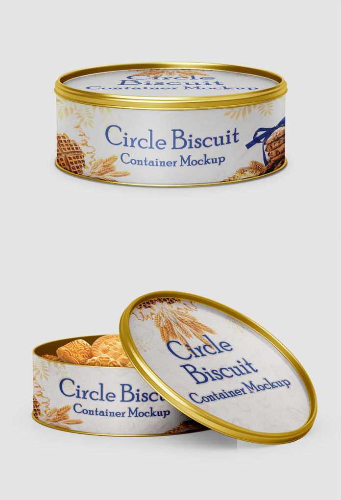 Download Free Circle Biscuit and Cookies Tin Container Mockups - Creativetacos