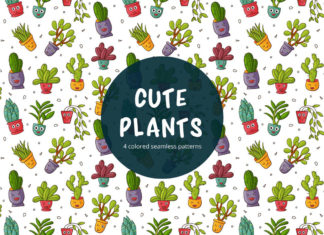 Free Cute Plants Vector Seamless Pattern