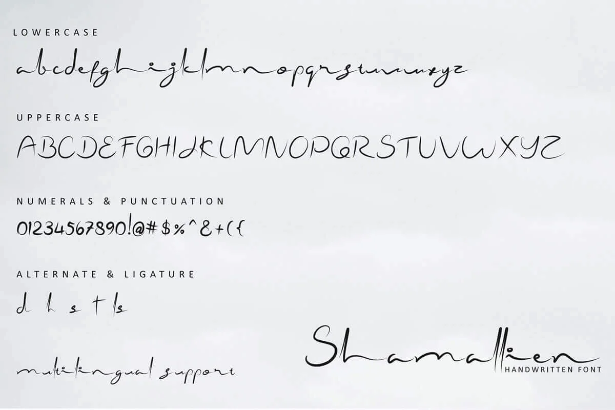Shamallien Handwritten Script Font Preview 4