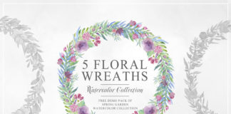 5 Free Beautiful Watercolor Floral Wreath
