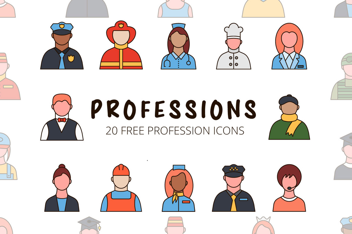 Free Professions Vector Icon Set