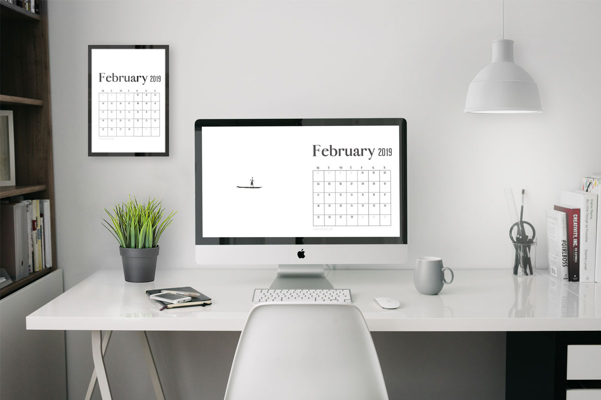 4K UHD February 2019 Wallpaper Calendar For Desktop Background