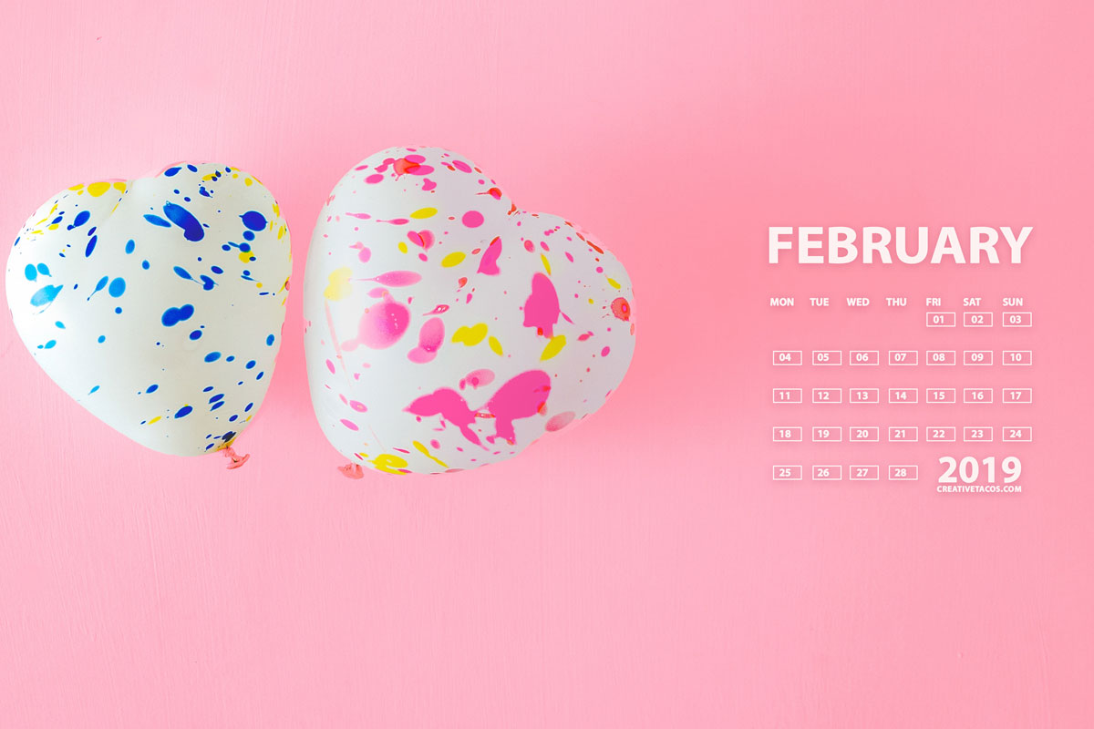 Love February 2019 4K UHD Calendar Wallpaper