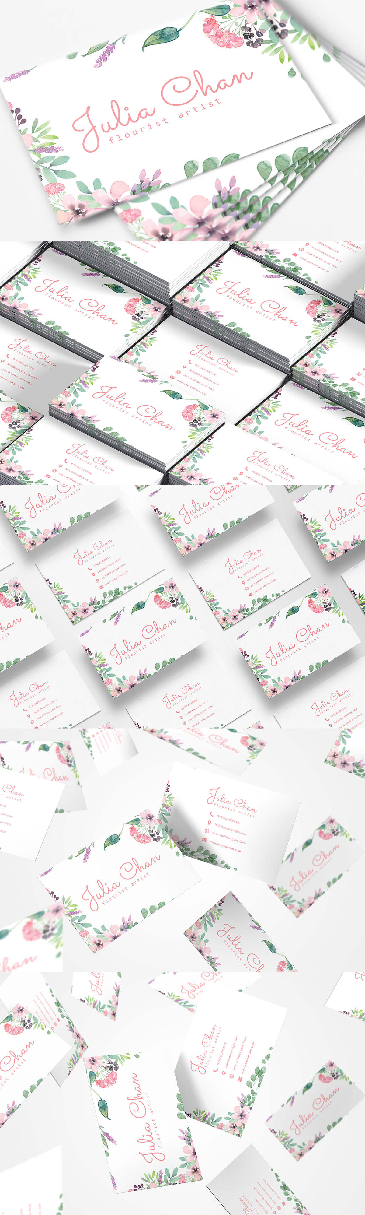 Free Floral Minimalist Business Card Template