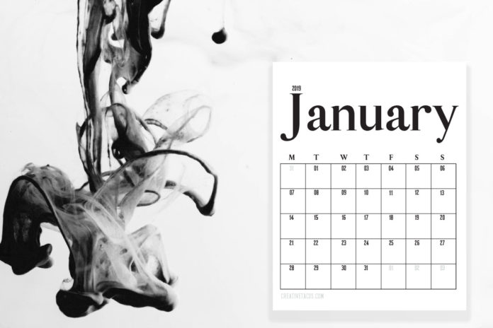 Free Printable Minimal Calendar 2019