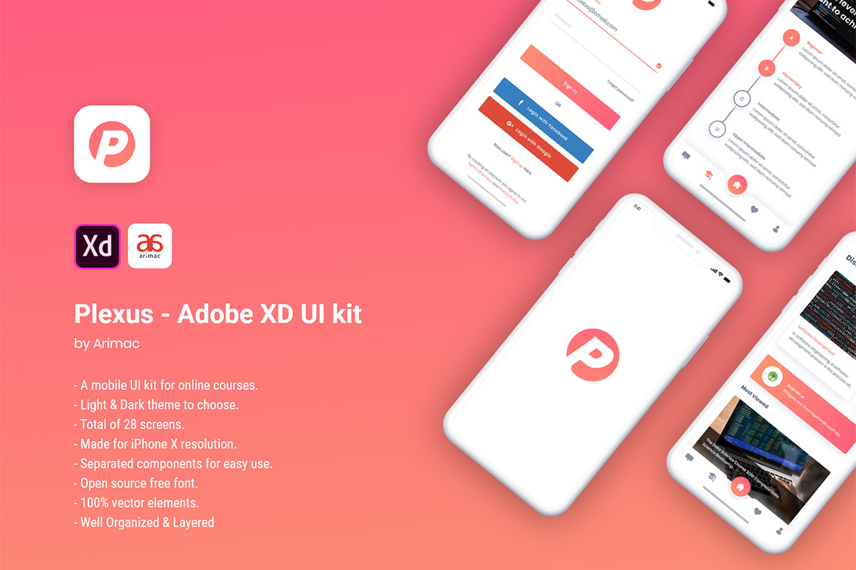 Free Plexus Adobe XD UI Kit