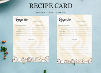 Free Recipe Card Printable Template