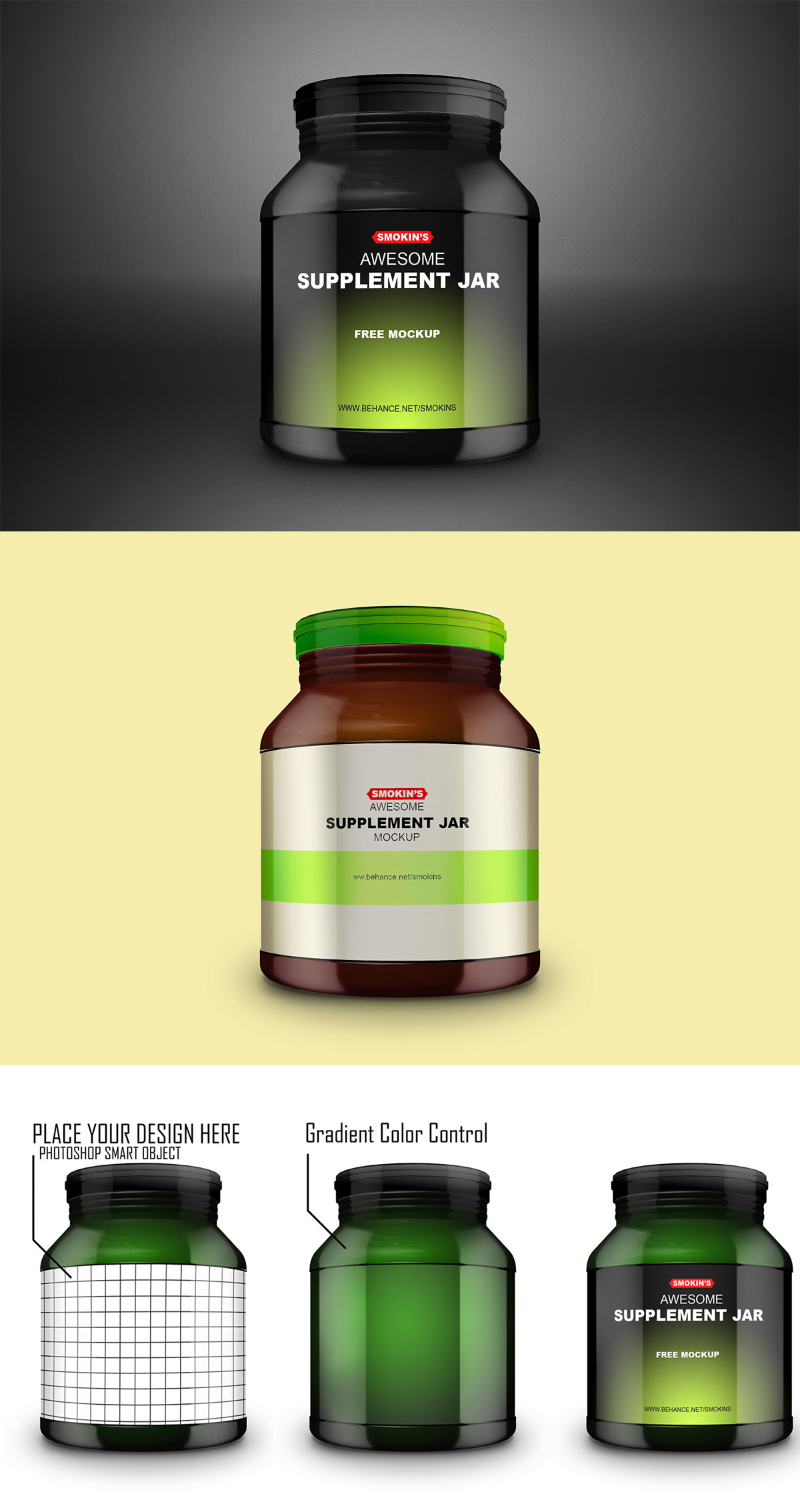 Free Supplement Jar Mockup