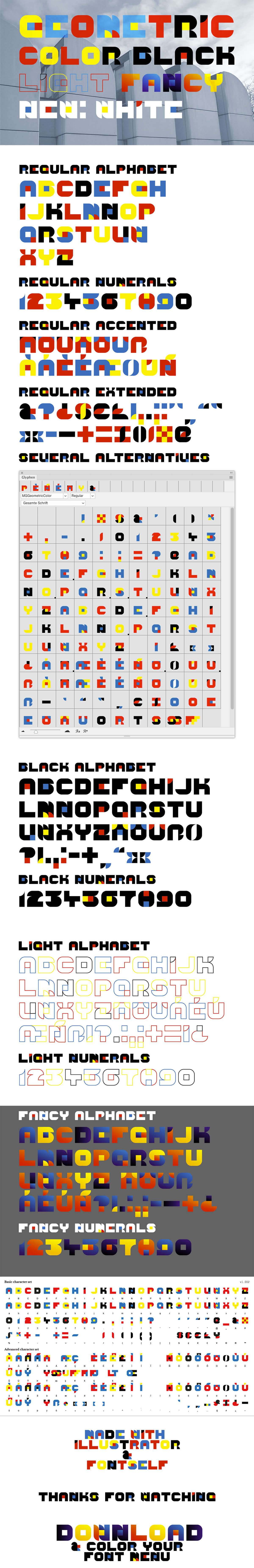 Free Geometric Color Font Family