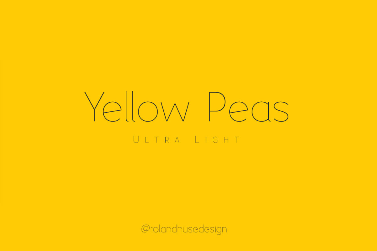 Free Yellow Peas Ultra Light Geometric Sans Serif Font