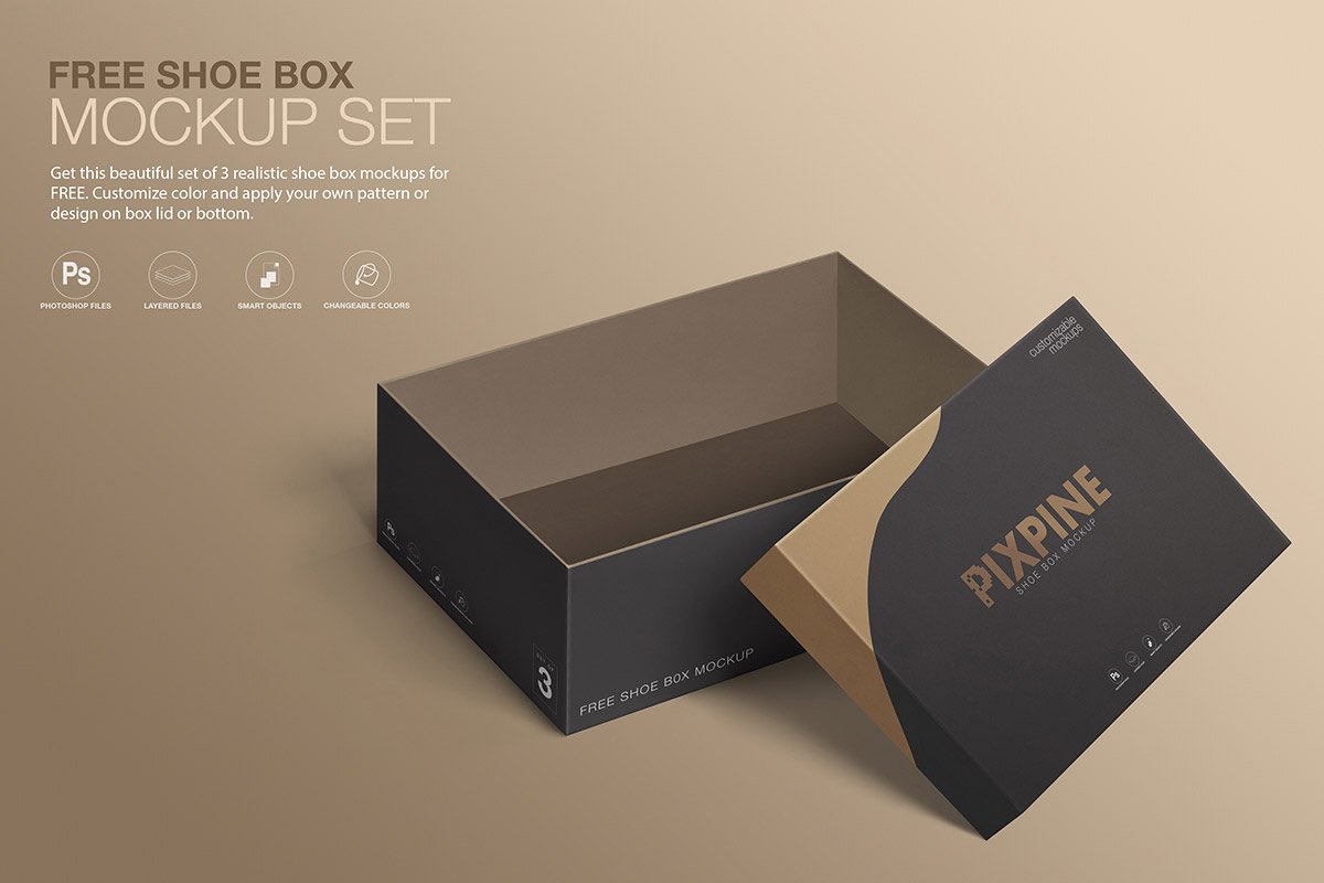 Free Shoe Box Mockup Set