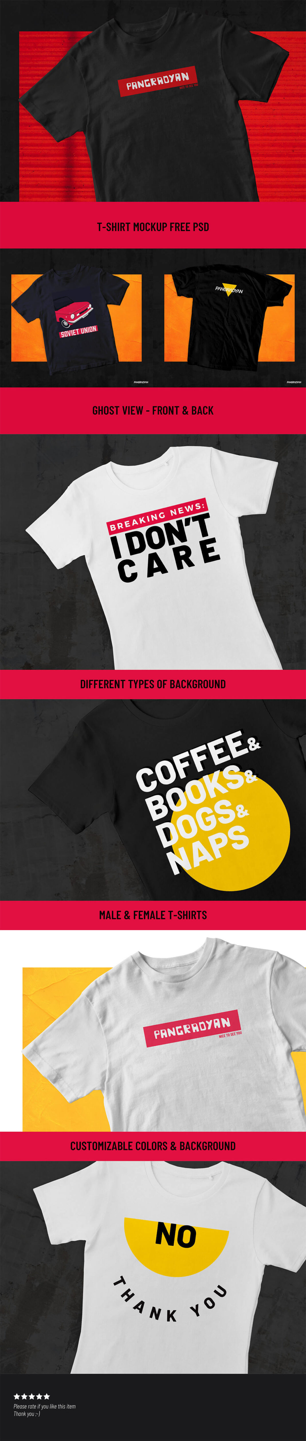 T-Shirt PSD Mockup Pack Free Download - Creativetacos