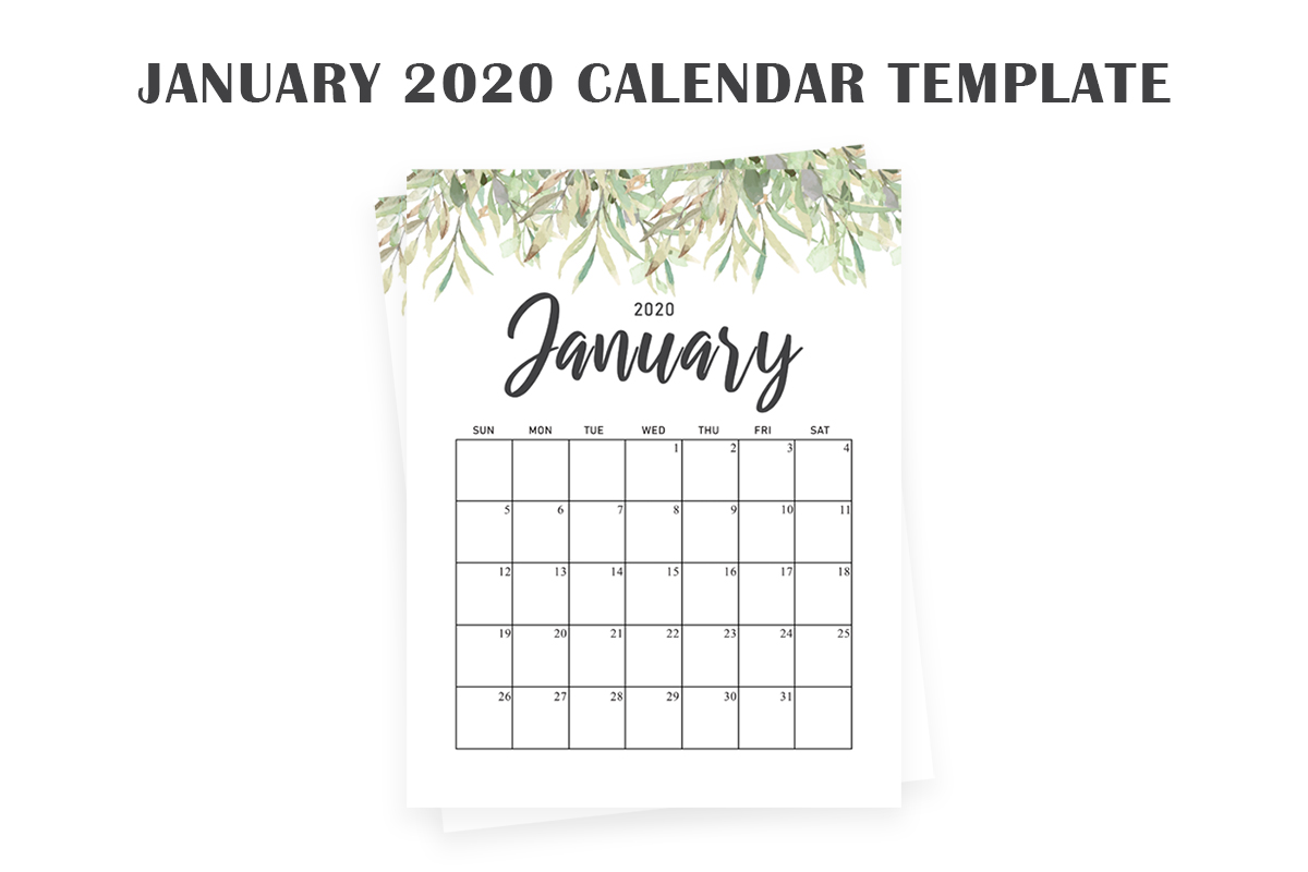 Free January 2020 Calendar