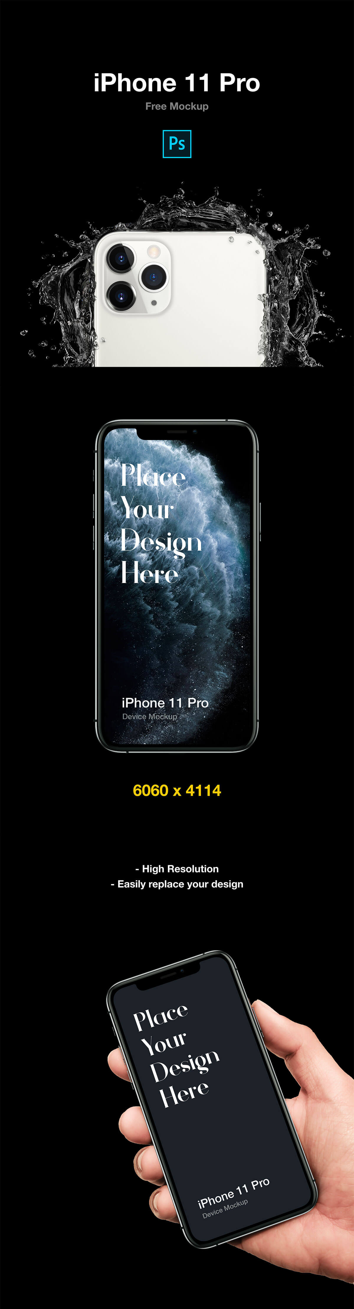 Free iPhone 11 Pro PSD Mockup Pack