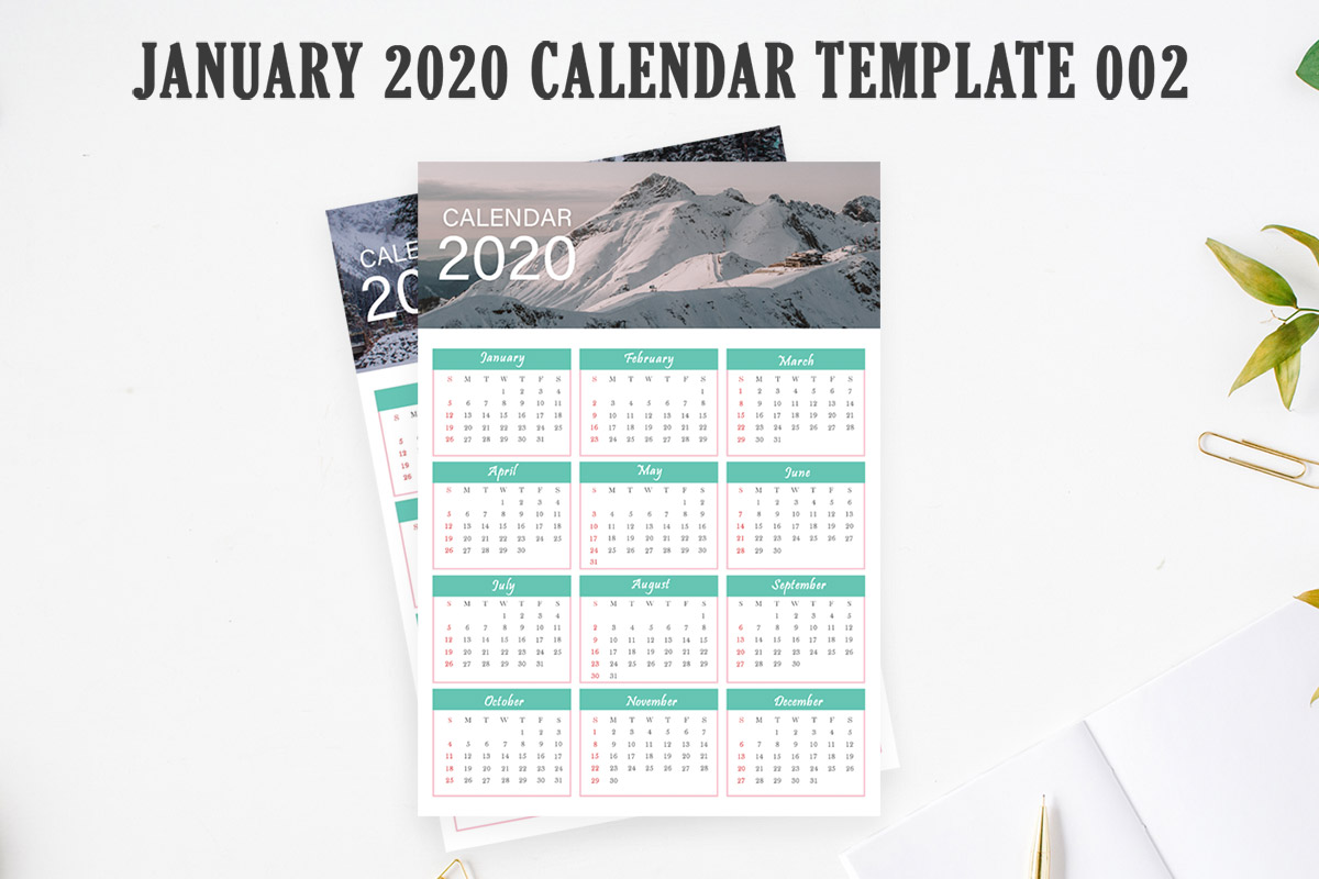 Free 2020 Calendar Printable Template 002