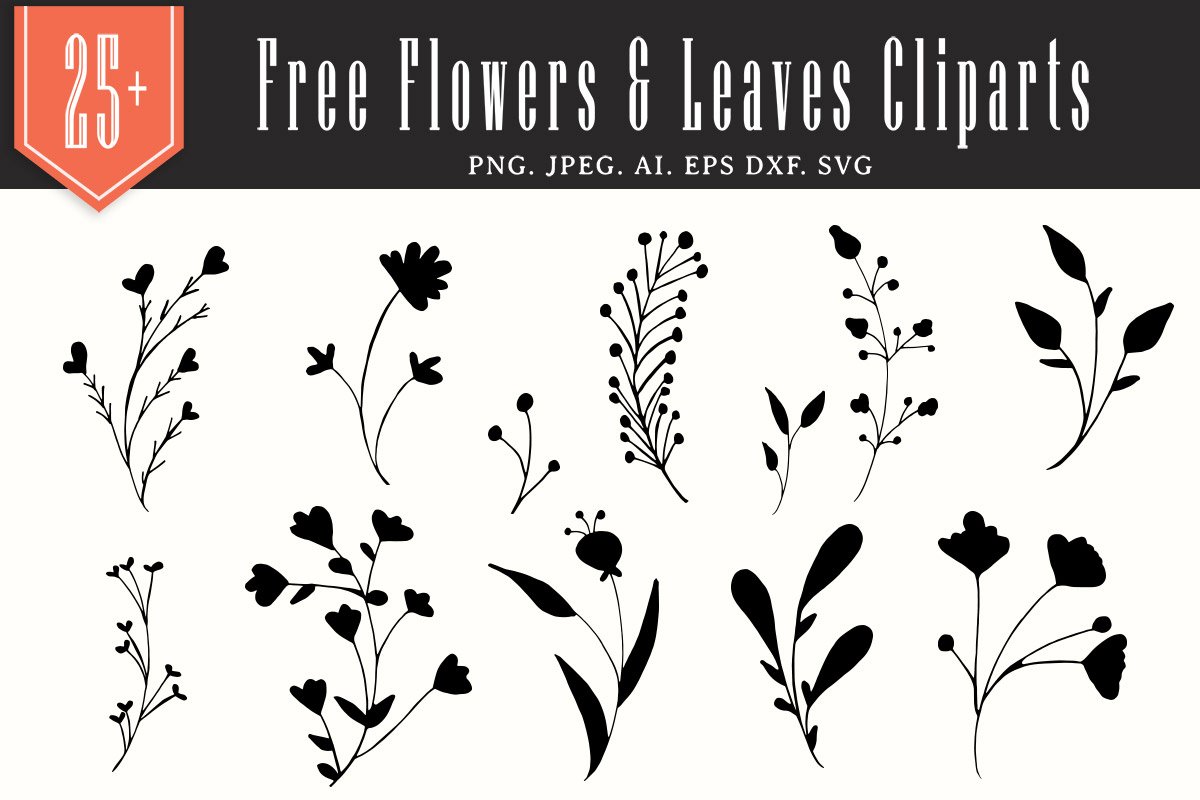 25 Free Flowers Leaves Handmade Cliparts Creativetacos