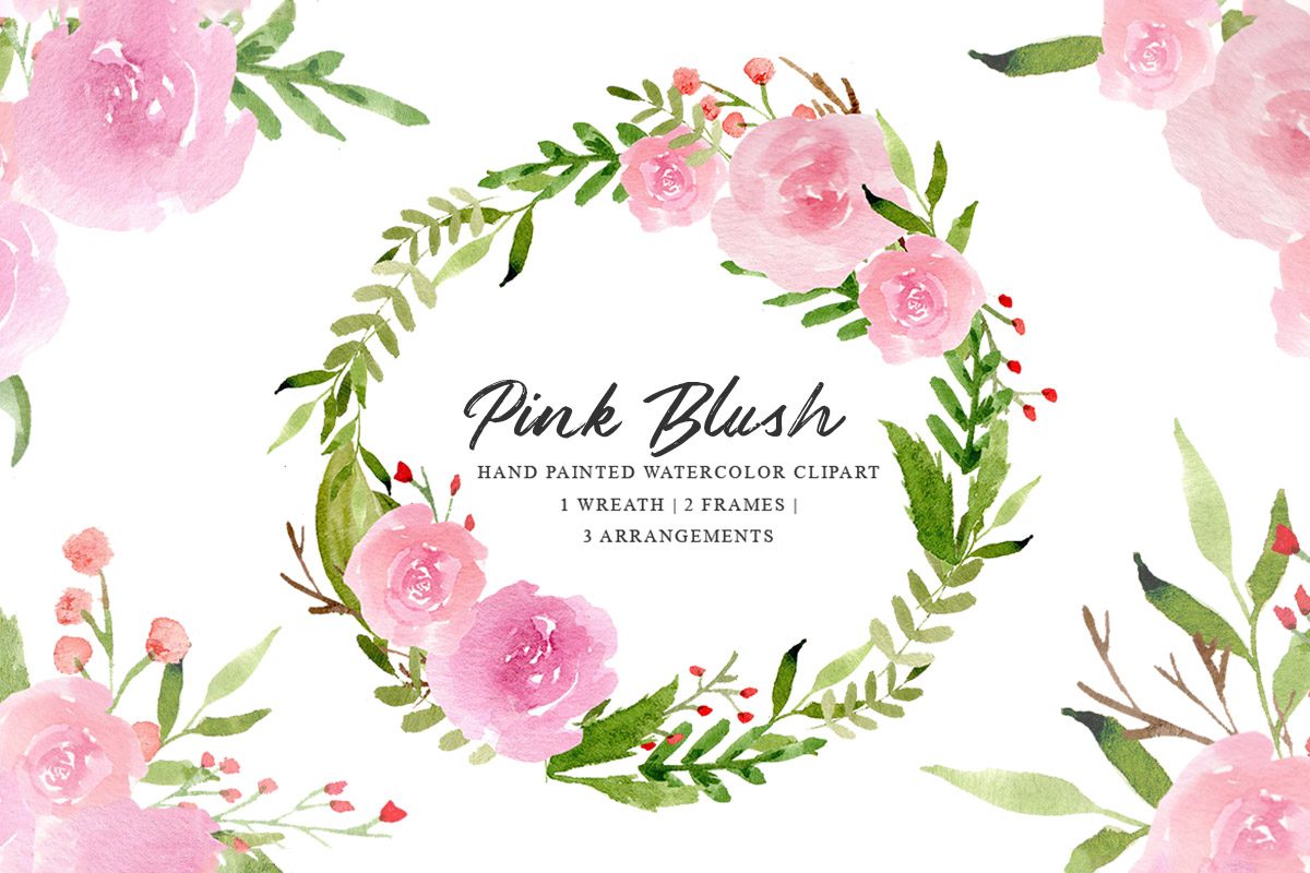 Pink Blush Watercolor Clipart