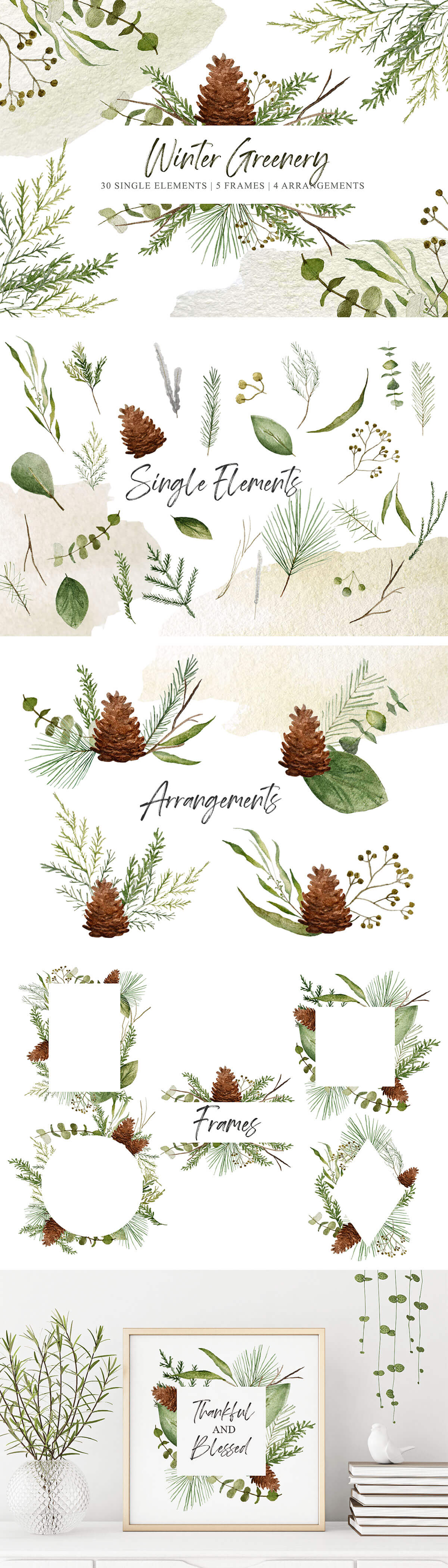 Winter Greenery Clipart Set - Free Download