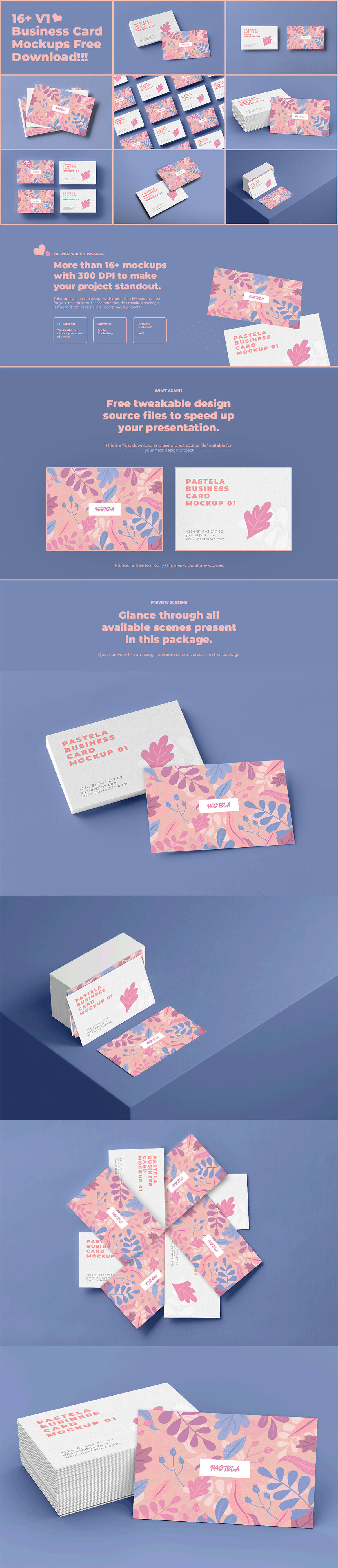 Free Business Card Mockup Collection V1