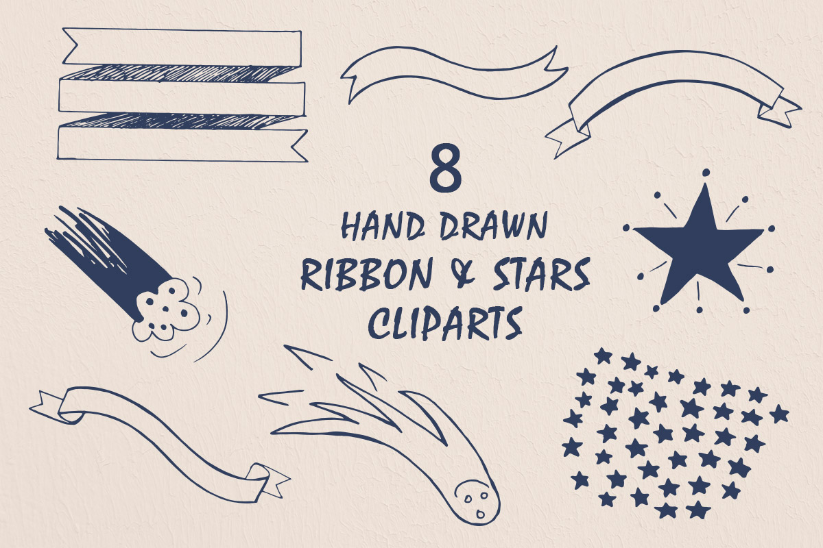 Free Handmade Ribbon & Stars Cliparts