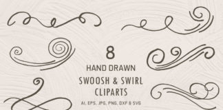 Free Handmade Swoosh & Swirl Cliparts