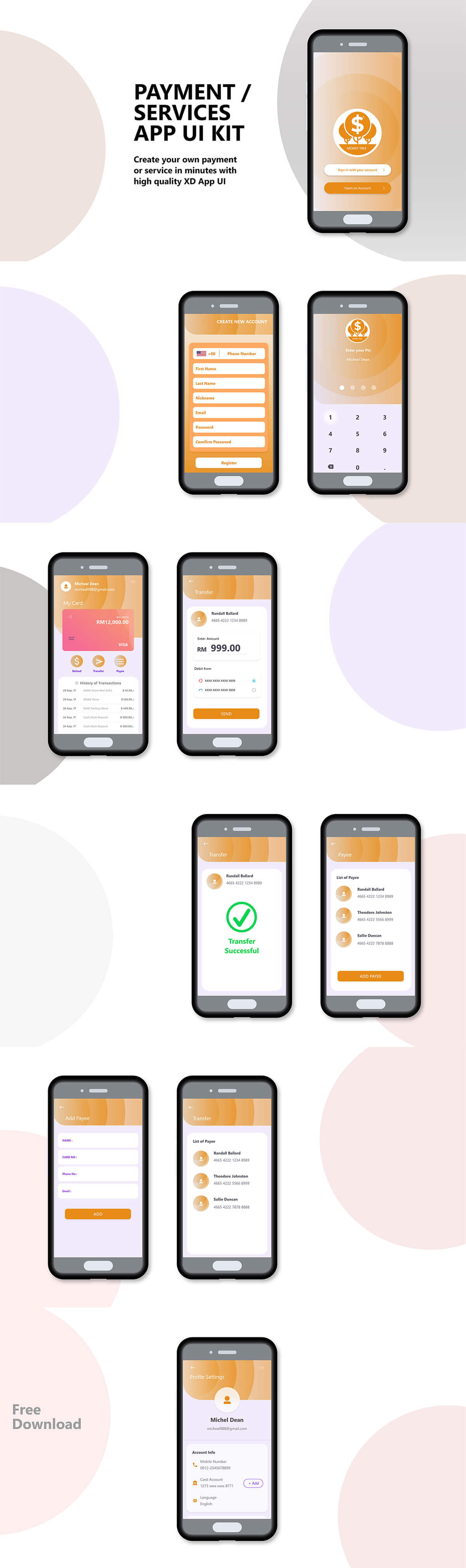 Free Payment Services App UI Kit