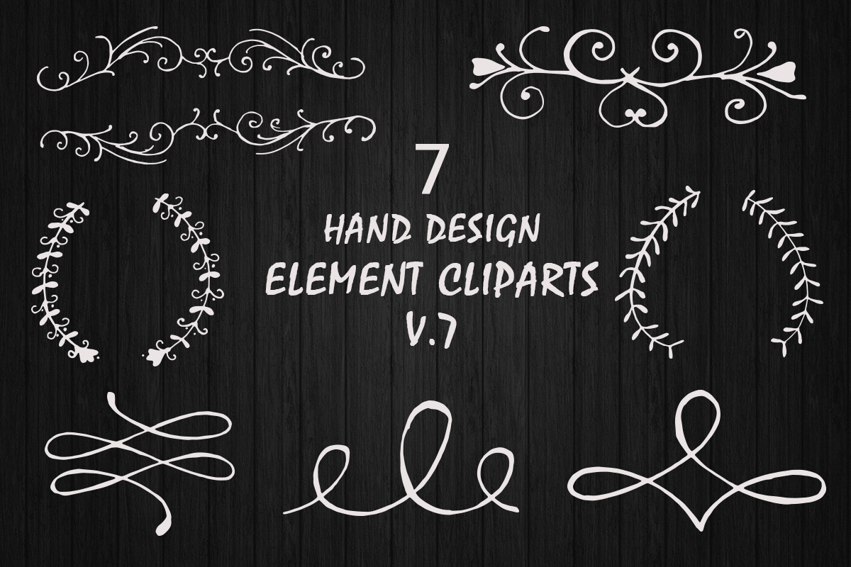 Free Hand Design Element Cliparts V7
