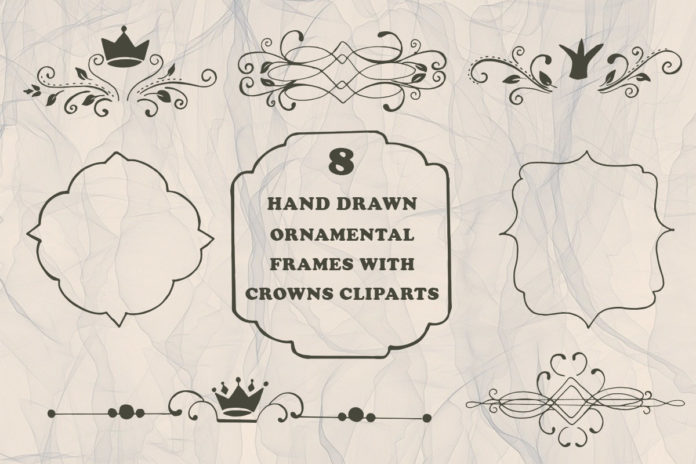 Free Handmade Ornamental Frames With Crowns Cliparts