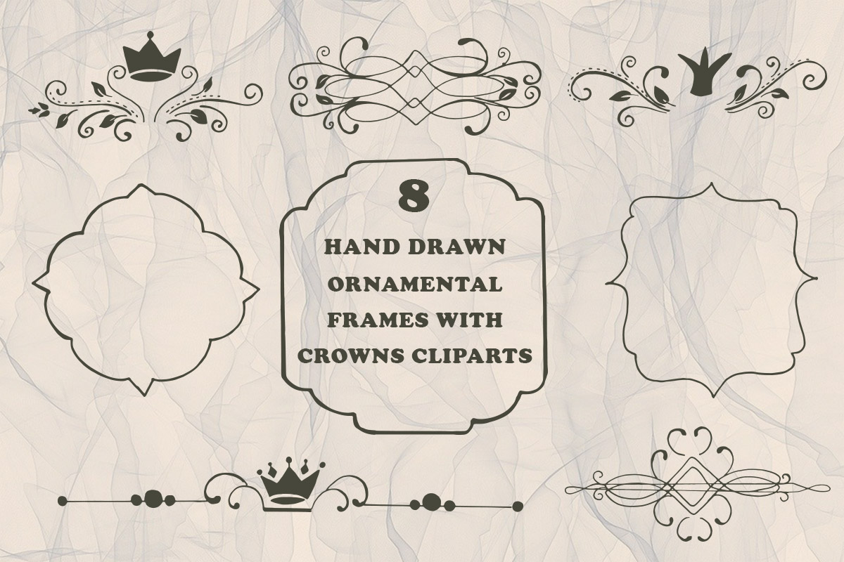 Free Handmade Ornamental Frames With Crowns Cliparts