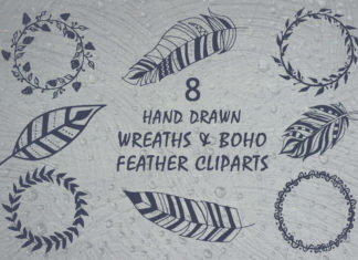 Free Handmade Wreaths & Boho Feather Cliparts
