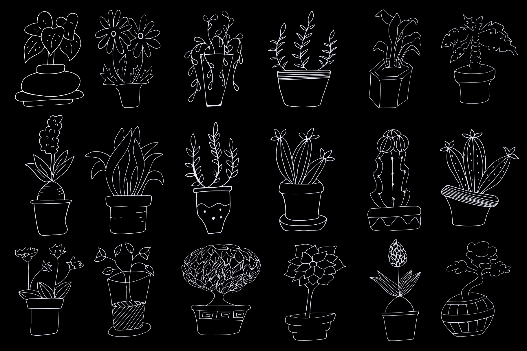30+ Hand Drawn Doodle Potted Plants Cliparts