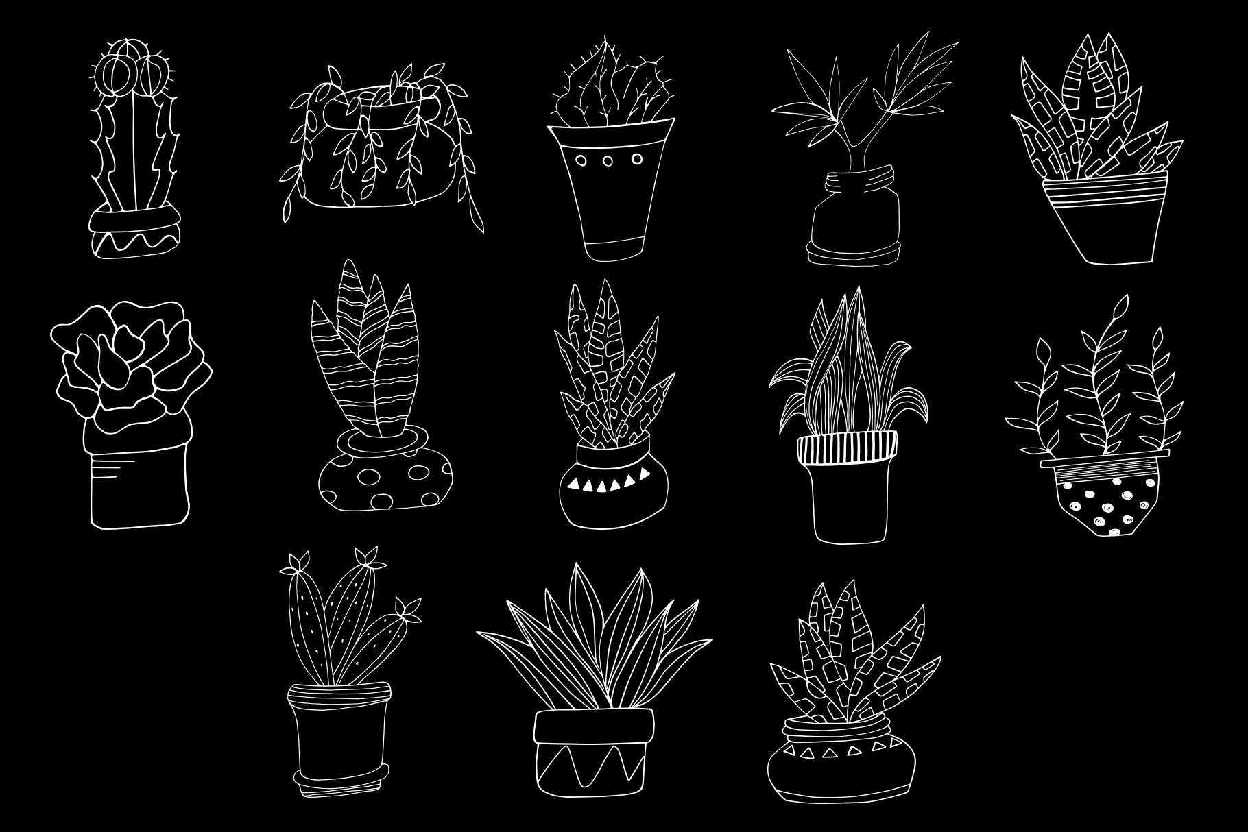 30+ Hand Drawn Doodle Potted Plants Cliparts
